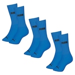 Meia Cano Longo Puma Esportiva - 3 Pares - Masculina AZUL