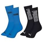 Meia Cano Longo Puma Esportiva - 2 Pares - Masculina AZUL