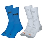 Meia Cano Longo Puma Esportiva - 2 Pares - Masculina CINZA