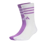 Meia Cano Longo Adidas 3-Stripes - 2 Pares - Unissex BRANCO/ROXO