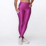 Calça Legging Orbis Fitness Cós Alto Bolso Lateral Recortes - Feminina PRETO/ROSA