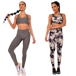 Kit Calças Leggings Vibs Fitwear Cós Franzido com 2 Peças - Feminina MESCLA