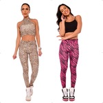 Kit Calças Leggings Vibs Fitwear Cós Franzido com 2 Peças - Feminina MESCLA