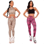 Kit Calças Leggings Vibs Cós Duplo com 2 Peças - Feminina MESCLA