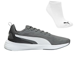 Kit Tênis Puma Flyer Flex Bdp + Meia - Masculino CINZA/BRANCO