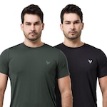 Kit 2x Camisa Térmica Uv Academia Manga Curta Performance Wear - Masculina VERDE/PRETO