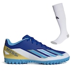 Chuteira Society adidas X Crazyfast Club Messi + Par de Meião adidas Milano 23 - Adulto AZUL ESCURO