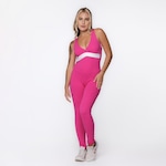 Macacão Fitness Costa Cruzada Bojo Jacquard Poliamida Textura - Feminino ROSA