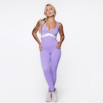 Macacão Fitness Costa Cruzada Bojo Jacquard Poliamida Textura - Feminino Lilas