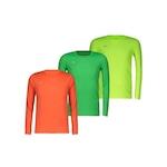 Kit 3 Camisas Penalty Matis Manga Longa - Infantil Laranja/Verde Cla