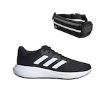 Kit Tênis adidas Response Runner - Unissex + Pochete de Corrida PRETO/BRANCO