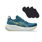 Kit Tênis Asics Gel-Nimbus 26 Masculino + 3 Pares de Meias PETROLEO