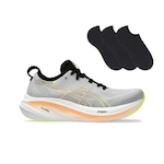 Kit Tênis Asics Gel-Nimbus 26 Masculino + 3 Pares de Meias CINZA/LARANJA