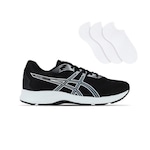 Kit Tênis Asics Raiden 4 Masculino + 3 Pares de Meias PRETO/BRANCO