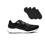 Kit Tênis New Balance Fresh Foam 680 V8 Feminino + 3 Pares de Meias PRETO