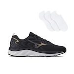 Kit Tênis Mizuno Space 4 Masculino + 3 Pares de Meias PRETO/OURO