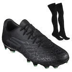 Kit Chuteira de Campo Skechers SKX 1.5 Academy + Meião - Adulto PRETO