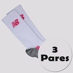 Kit Meias New Balance com 3 Pares Cano Alto Feminina BRANCO