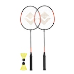 Kit Badminton Vollo com 2 Raquetes + 2 Petecas PRETO/LARANJA