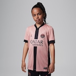 Camisa Paris Saint-German I 2024/25 Torcedor Pro Nike - Infantil Rosa/Ouro