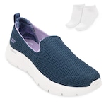 Tênis Skechers Go Walk Flex + Par de Meia - Feminino Azul/Roxo