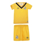 Kit Uniforme de Futebol do Santos Oficial 3 2024 Umbro - Infantil AMARELO ESCURO