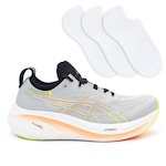 Tênis Asics Gel-Nimbus 26 + 3 Pares de Meias - Masculino CINZA CLARO