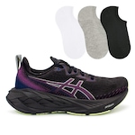 Tênis Asics Novablast 4 + 3 Pares de Meias - Feminino PRETO/ROXO