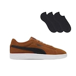 Kit Tênis Puma Smash V2 - Masculino + 3 Pares de Meias MARROM