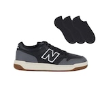 Kit Tênis New Balance 480 Low + 3 Pares de Meias - Masculino PRETO/CINZA