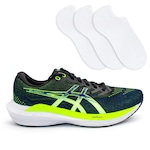 Tênis Asics Gel-Nagoya 7 + 3 Pares de Meias Masculino PRETO/VERDE CLA