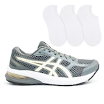 Kit Tênis Asics Gel-Nagoya St + 3 Pares de Meias Feminino CINZA/BRANCO