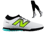 Kit Chuteira Society New Balance Tekela Magique Tf V4+ e Meião - Adulto BRANCO/PRETO