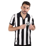 Camiseta de Time Retromania Santos Bimundial Listrado 62/63 - Masculino PRETO