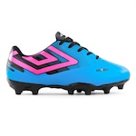 Chuteira de Campo Umbro Action Jr - Infantil AZUL/ROSA