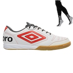 Chuteira Futsal Umbro Class+ e Meião - Adulto BRANCO/VERMELHO