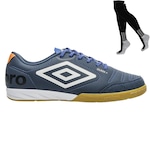 Chuteira Futsal Umbro Class+ e Meião - Adulto AZUL ESC/BRANCO