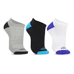 Meia Cano Invisível Olympikus - 3 Pares - Masculina PRETO/BRANCO/CINZA