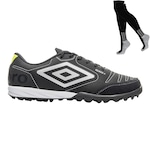 Chuteira Society Umbro Class+ + Par de Meião - Adulto PRETO/BRANCO