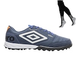 Chuteira Society Umbro Class+ + Par de Meião - Adulto AZUL ESC/BRANCO