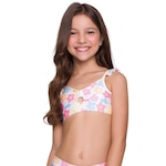 Top Biquíni Selene com Babado - Infantil BRANCO/ROSA