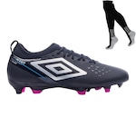 Chuteira de Campo Umbro Adamant Top Speed Club + Par de Meião - Adulto PRETO/ROSA