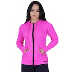 Blusão Orbis Fitness Esportivo Dry Aero Capuz e Bolso - Feminino PRETO/ROSA