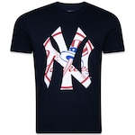 Camiseta New Era Regular Mlb New York Yankees World Of Logos Masculina AZUL