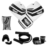 Kit Luva + Boxe + Corda de Pular + Bandagem + Protetor Bucal Spank BRANCO