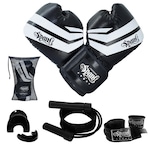 Kit Luva + Boxe + Corda de Pular + Bandagem + Protetor Bucal Spank PRETO