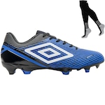 Chuteira Campo Umbro Gravity + Meião - Adulto AZUL/PRETO