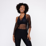 Camiseta Orbis Fitness Tela Transparente Fitness Manga Curta Básica - Feminina PRETO