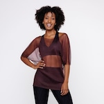 Camiseta Orbis Fitness Tela Transparente Fitness Manga Curta Básica - Feminina VINHO