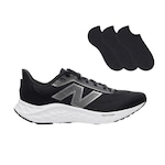 Kit Tênis New Balance Fresh Foam Arishi V4 Masculino + 3 Pares de Meias PRETO/PRATA